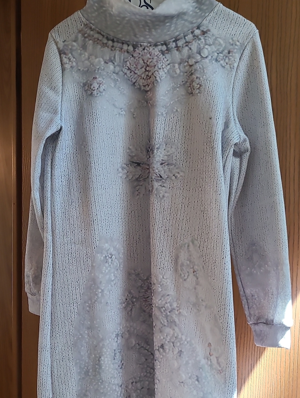 Light Gray Floral Knit Turtleneck Dress